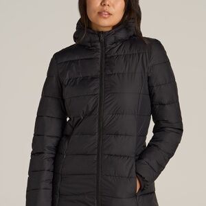 American Tall Packable Puffer Jacket for Tall Women in Black Size LL / Tall / Bl